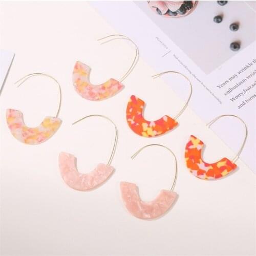 Creative Leopard Ear Stud Acetate Acrylic Plate Female U-Shaped Contrast Color Simple Geometric Vintage Earrings Wholesale