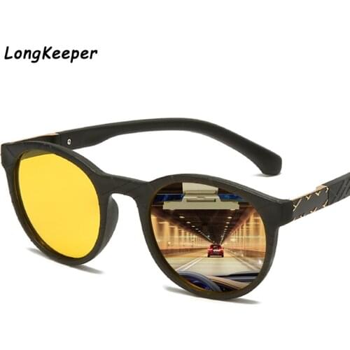2020 Classic Night Vision Sunglasses Polarized Men Driving Round Yellow Lens Small Sun Glasses Women Night vision Eyewear