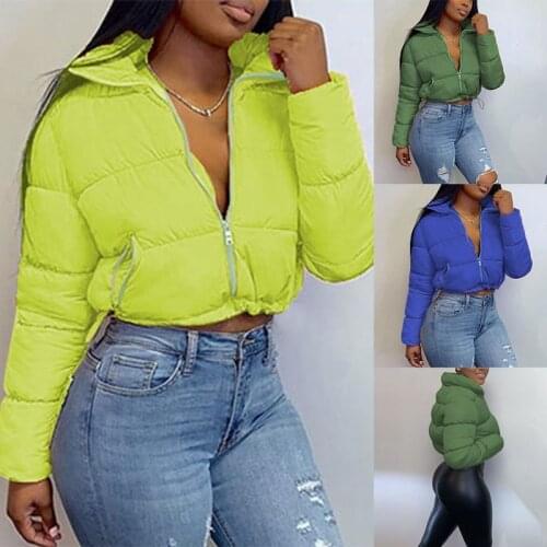 Kili Fashion Women Solid Collar Cardigan Down Jacket Outerwear Padded Short Bread Winter Autumn Jacket