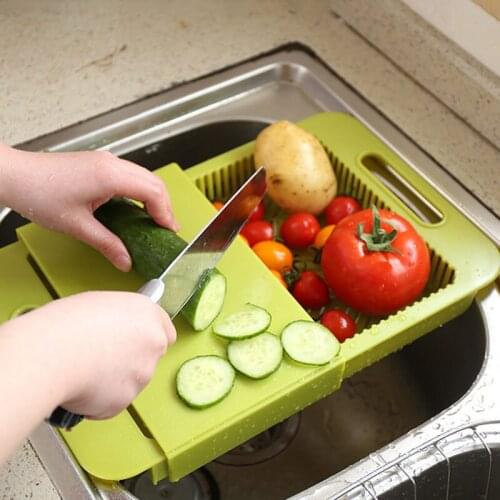 NEW 3 in 1 Cutting Board Multi Function Chopping Block Kitchen Sink Drain Basket Multifunction Washable Cutting Board U3