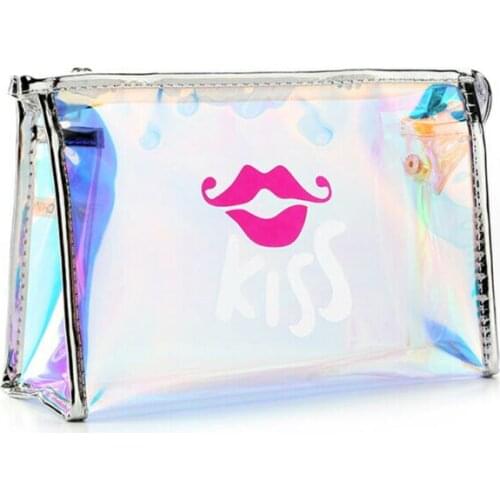 2019 New Women Holographic Transparent Laser Cosmetic Bag Lady Fashion Cute Travel Makeup Case Toiletry Bag