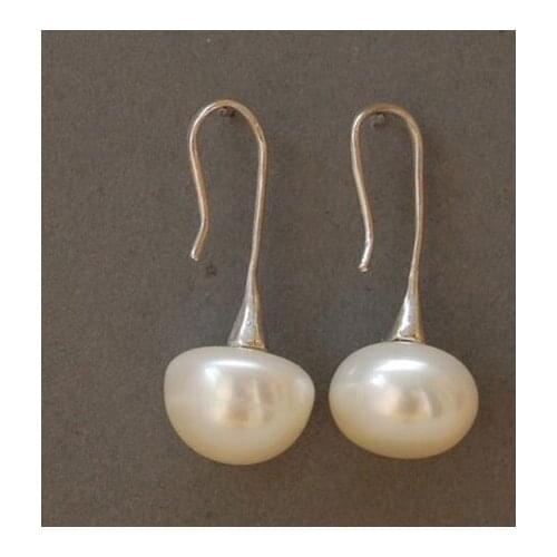 New Arrival Favorite Pearl Jewelry 12mm Freshwater Cultured Abacus Pearls Earrings High Luster Pure Silver Hook