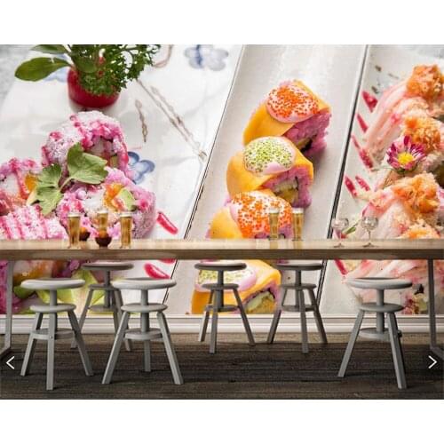 Papel de parede Delicious sushi food wallpaper,living room kitchen wall paper home decor sushi shop restaurant mural