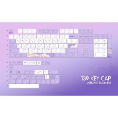 Purple Dream Theme Keycap 139 Key PBT Sublimation Process Cherry Height QX2 Mechanical Keyboard Keycap for Cherry MX Switch 104