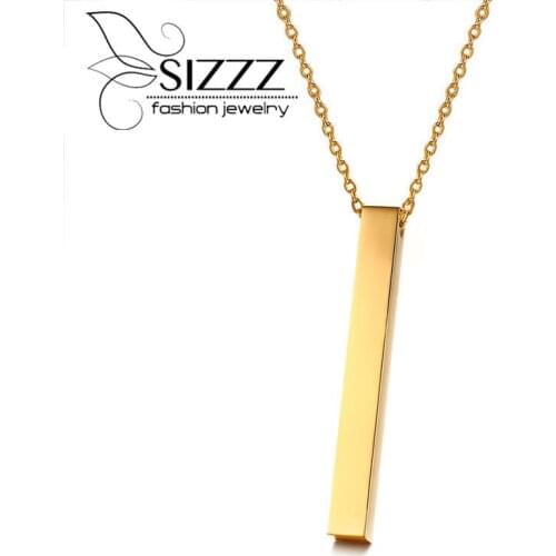 SIZZZ 50MM stainless steel strip simple fashion gold Pendant & Necklaces For Women