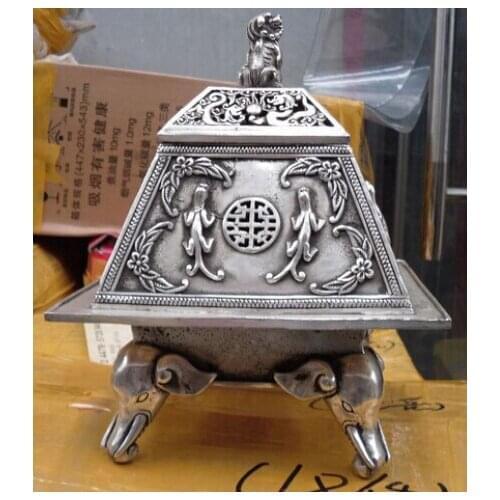 Rui rui 0 Buddhist bronze coated silver elephant lotus statue censer incense burner