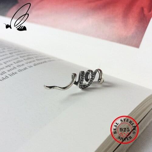 Real 100% 925 Sterling Snake Ear Cuff Clip Earrings Thai Silver Women Fashion Girl Without Piercing Earings Jewelry