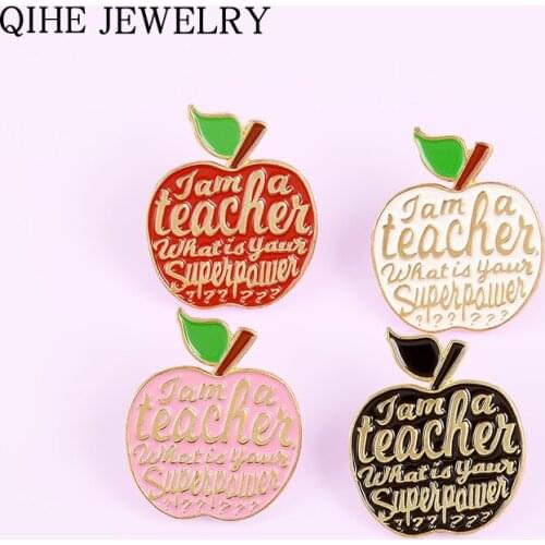 Super Power Apples Enamel pins 4 colors Plants Brooches Custom Lapel Pins Badge Teacher Enlightenment Gift for Teacher Student