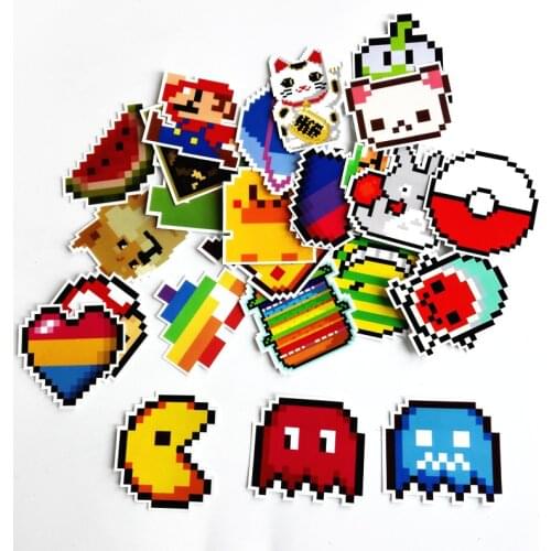 TD ZW 25Pcs Cartoon Mario Pixel Style Sticker For Snowboard Laptop Luggage Vinyl Home Decor Fridge Phone Car-Styling Stickers