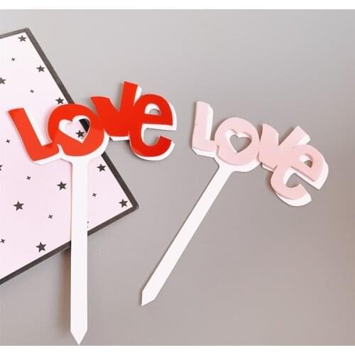 1pcs wedding party dessert adorn cute double love acrylic cake insert baking cake decoration valentine birthday cake decoration