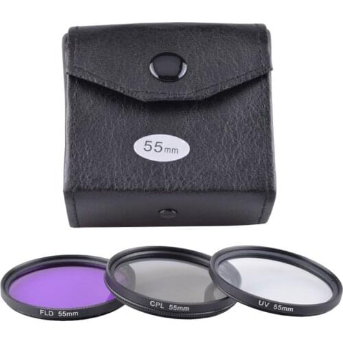 Universal 4in1 Set 49mm 52mm 55mm 58mm 62mm 67mm 72mm 77mm UV + CPL + FLD Lens Filter w/ Wallet Bag Case Pouch for Camera DSLR