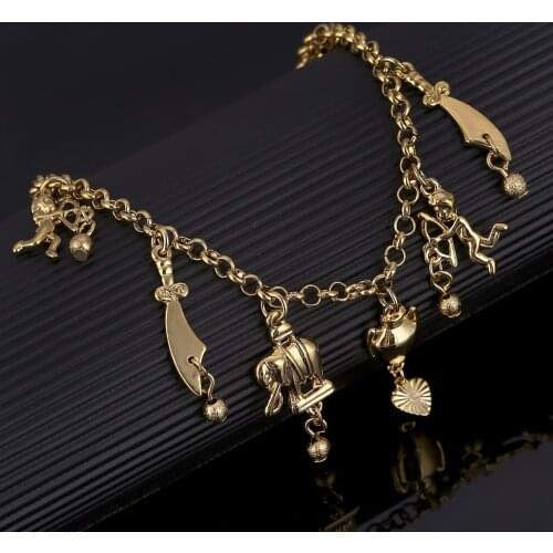 Charm Bracelet For Women Gold Color Heart Bracelet Bangle Trendy Elephant Angel Hand Chain Jewelry