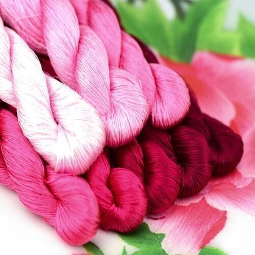 1pcs 100% silk thread hand embroidery embroider cross stitch 400m silk embroidery thread rose redseries/8 gradient colors