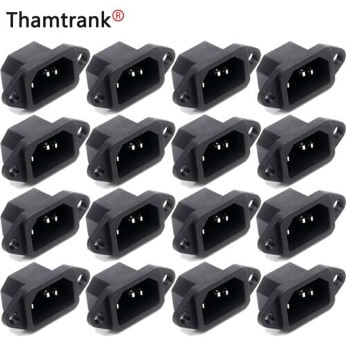 100pcs Black 3 Pins terminal male Plug IEC320 C14 Inlet Power Plug Socket Panel mount AC 250V 10A High qualily