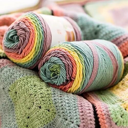 193M Rainbow Segment dyed yarn 5 Strand wool Yarn Sweater Scar DIY Handmade knitted Hat Scarf Sofa Cushion Cake Yarn