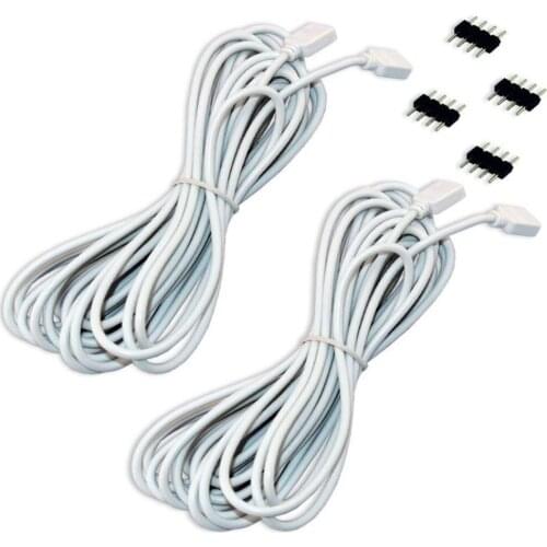 2PCS 5M Extension Cable Connect Female Plug for RGB 3528 5050 Strip with 4pcs 4pin Connectors Male