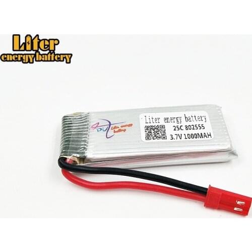 2pcs/lot 3.7V 1000mAh Di Feida F181 F187 F163 H12C H12W quadrocopter 3.7V 1000mAh lithium battery 802555