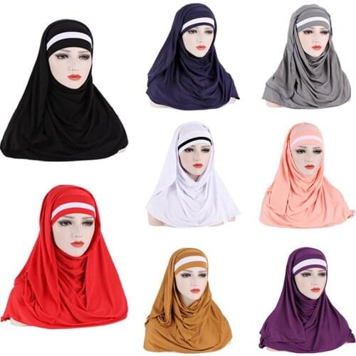 2020 Women Modal Jersey Scarf Plain Hijab Instant Shawls Wraps Islam Foulard Femme Muslim Hijabs Ready To Wear Headscarf Fashion
