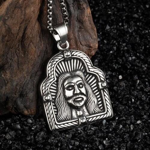 316L Stainless Steel Chain Jesus Cross Pendant Necklace For Men Hip Hop Jewelry Male