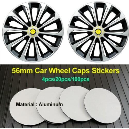 4X20X100X Car Wheel Caps Sticker Label 56mm 5.6CM Aluminum Decal for HYUNDAI Honda Toyota VOLVO Car Styling