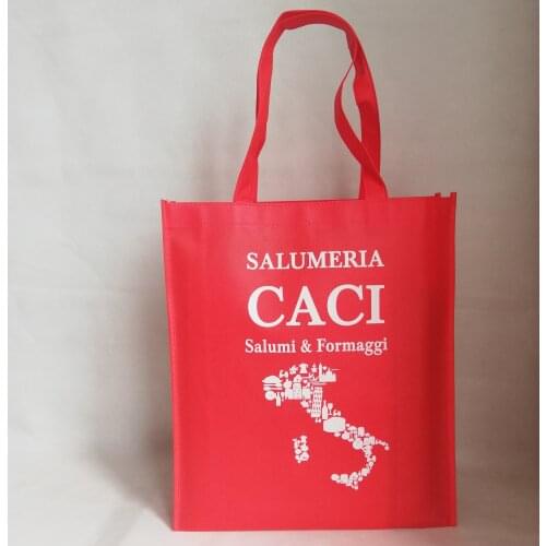 500pcs Your Own Logo Printed Shopping Tote Bags Christmas Red Promotional Reusable Non-woven Bags for Festival Trade Show Events