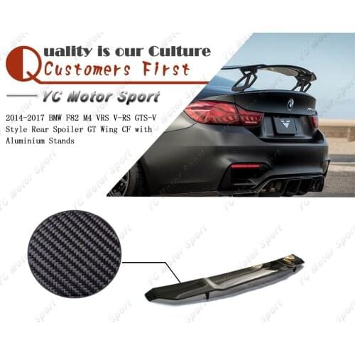 Car Accessories Carbon Fiber VRS V-RS GTS-V Style Rear Spoiler with Stands Fit For 2014-2017 F82 M4 Trunk GT Wing