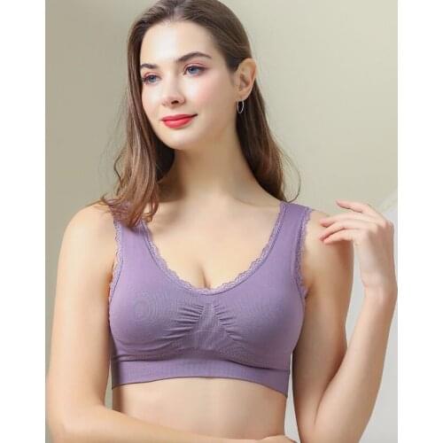 Classic fashion spring and summer underwear comfort large size rimless middle model cup green women lace seamless sports bra