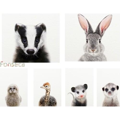 Baby Animal Posters and Prints Rabbite Giraffe Elephant Canvas Painting Nursery Wall Art Nordic Picture Kids Room Decoration