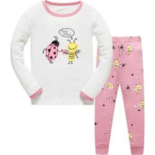 Retail Kids Autumn Bee Long Sleeved Tshirt Pants Pajamas Sets Boys Sleepwear Children Nightwear Baby Girls Pyjama Housewear