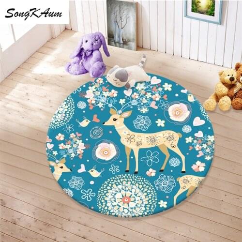 SongKAum Children Cute Cartoon Round Carpets child Non-slip Tatami customizable Mats Bedroom Home Lving Room Rug