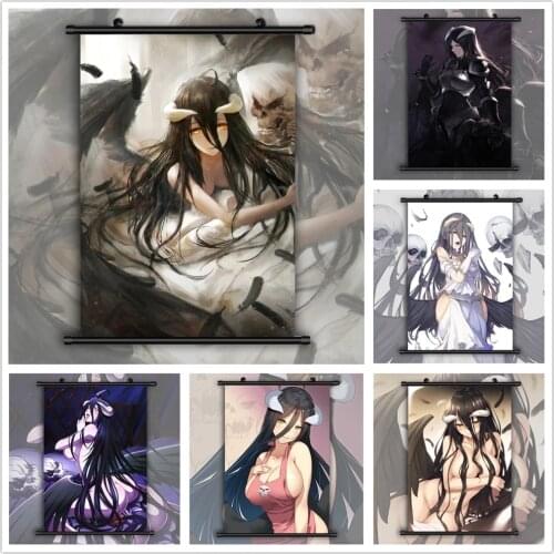 Home Decoration Overlord Albedo Ainz Ooal Gown Anime Cool Wall Art Painting Plastic Hanging Scrolls Canvas Print Picture Poster