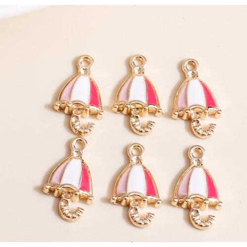10pcs 10*17mm Enamel Umbrella Charms for Jewelry Making Handmade Colorful Charms DIY Pendants Earrings Necklaces Accessories