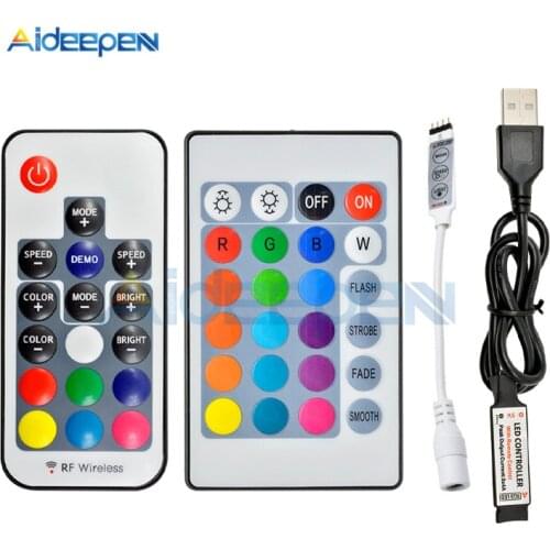 DC 5V 12V 3 17 24 Key LED IR RF RGB Wireless Remote Dimmer USB Led Strip Lights Controler For RGB SMD 3528 5050 LED Strip