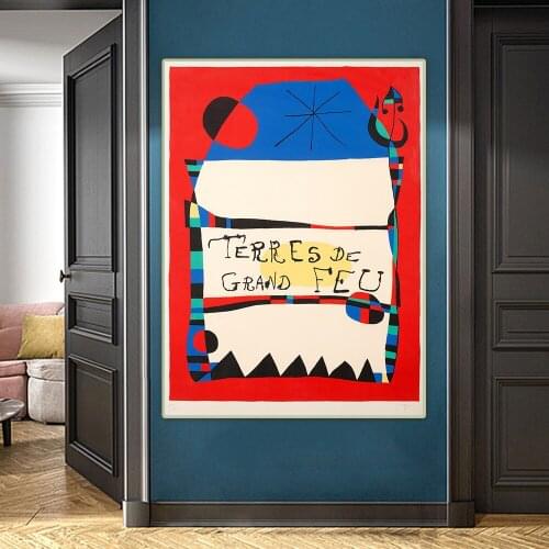 Citon Joan Miro《Lands of great fire exhibition》Surrealism Canvas Art Oil Painting Picture Background Wall Decor Home Decoration