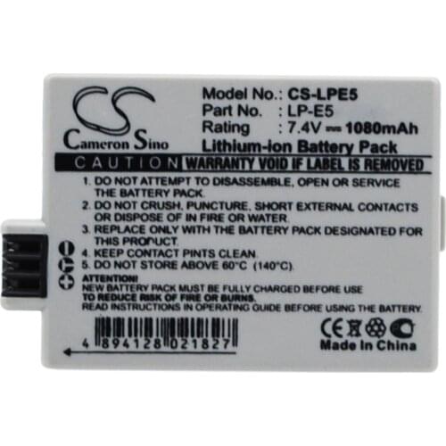 Cameron Sino Camera Replacement Li-ion Battery 1080mAh For LP-E5 Casio EOS 1000D, EOS 450D, Free Tools
