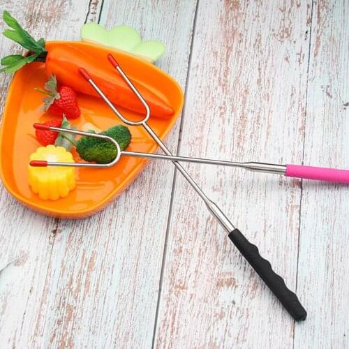 Roasting Smokes Sticks Extendable BBQ Skewers Forks 10-34 Inches for Hot Dog
