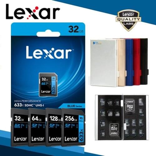Lexar Card With Card Case 633x UHS-I V30 U3 C10 SD SDXC Memory Card 512GB 256GB 128GB 64GB 32GB Card & Aluminum Storage Box