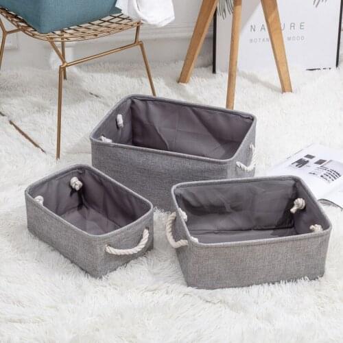 Linen Desktop Storage Basket Box Toy Sundries Clothes Storage Basket Cosmetic Underware Storage Organizer Office Stationery