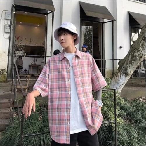 2021 Summer Shirt Mens Short Sleeve Retro Hong Kong Port Hong Kong Wind Brand Wind 37