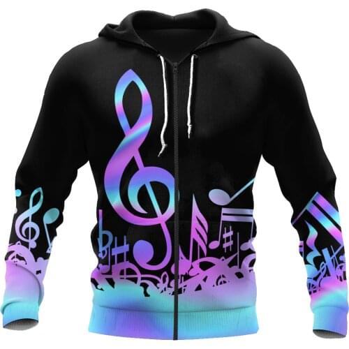3D Hoodie Love Music Pattern All Over Printed For Men/Women Sweatshirt Spring/Autumn Casual Pullover Zipper Unisex Streetwear