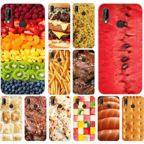 106H Food Biscuits chocolates meat fish salmon Soft Silicone Tpu Cover Case for huawei p 20 lite pro y6 2017 mate 10 lite
