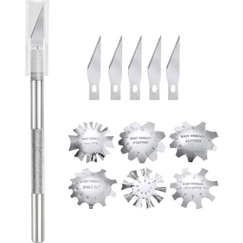 High Quality French Nail Art Template Nail Edge Trimmer Stencil Set Stainless Steel Manicure Template Kit