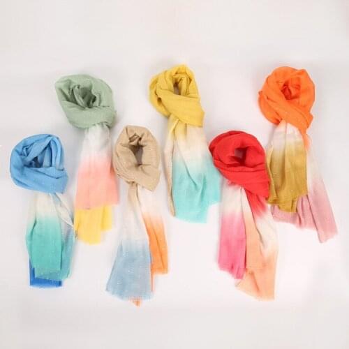 2021 Fashion Newest Ombre Printed Pattern Cotton Voile Scarf Shawls Wraps Hijabs 6Colors 10pcs/lot
