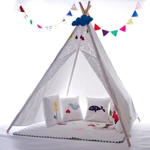New design Kids Teepee Play Tent for lace carton child play tent white color children game house