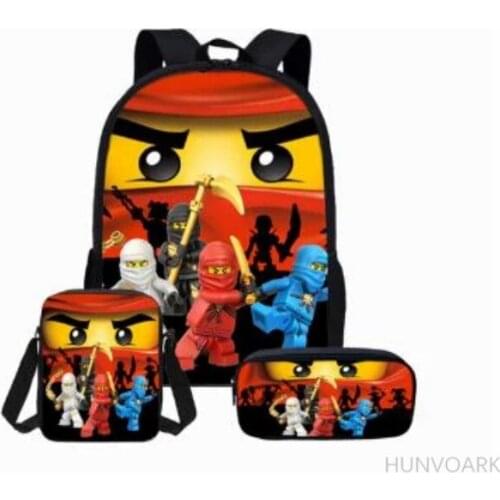 New Backpack Bag 3pcs/set Boys Games Ninja Go School Bags Girls Student Large Capacity Backpack For Children Mochila Feminina