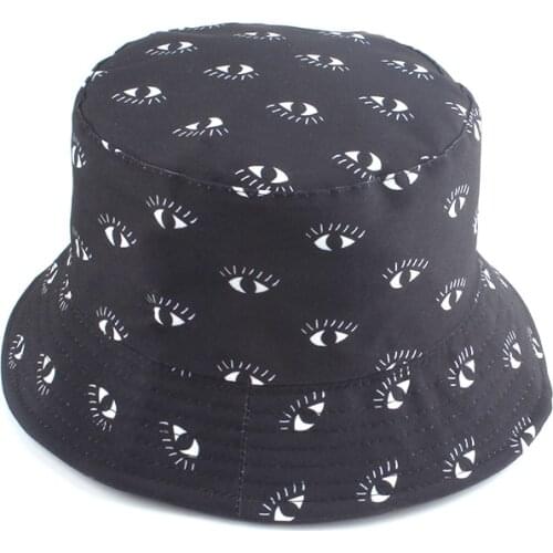 2021 Fashion Devil Eyes Bucket Hats For Men Harajuku Bob Hat Reversible Sun Protection Fishing Cap Hip Hop Gorro Pescador