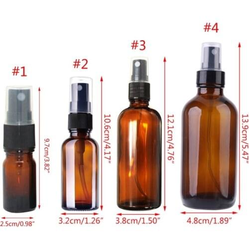 Empty Amber Glass Spray Bottle Water Sprayer Refillable Atomiser Container for essential Oils