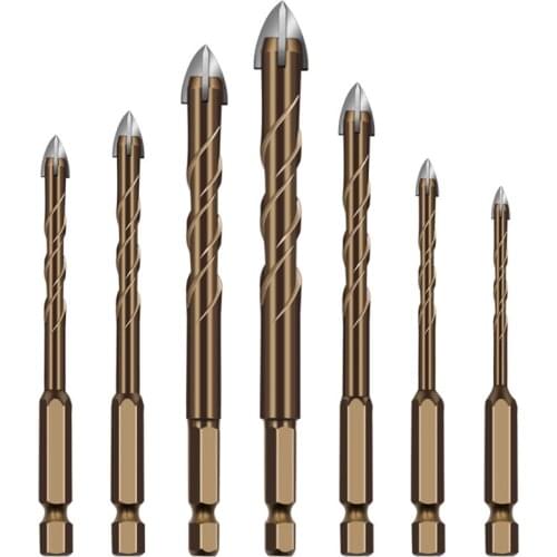 Widened Spiral Chip Chute Cross Ceramic Glass Drill Bit Tool High Hardnes Hexagonal Shank Spiral Groove Cross