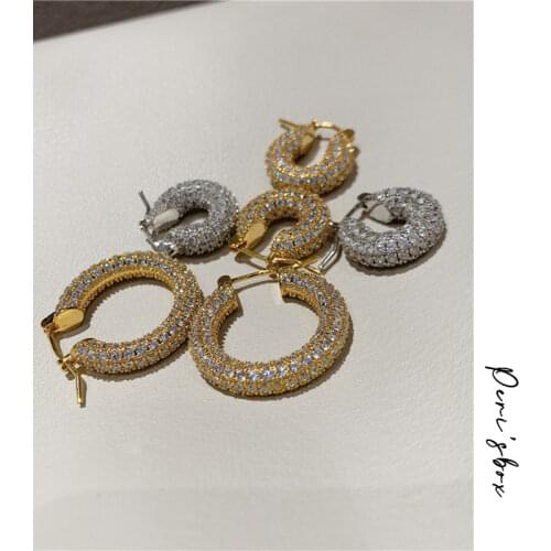 PerisBox Large Small Chunky Hoop Earrings Set With Zircon Huggie Earring Hoops Unusual Cute Trendy Earrings For Women Gifts