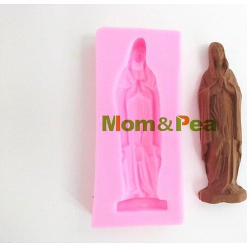 Mom&Pea 0388 Free Shipping Virgin Mary Silicone Soap Mold Cake Decoration Fondant Cake 3D Mold Food Grade Silicone Mould